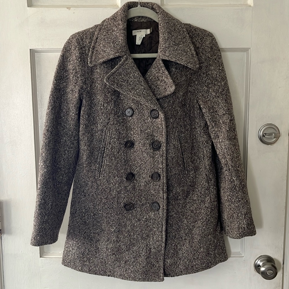 J.Crew Brown Tweed Peacoat